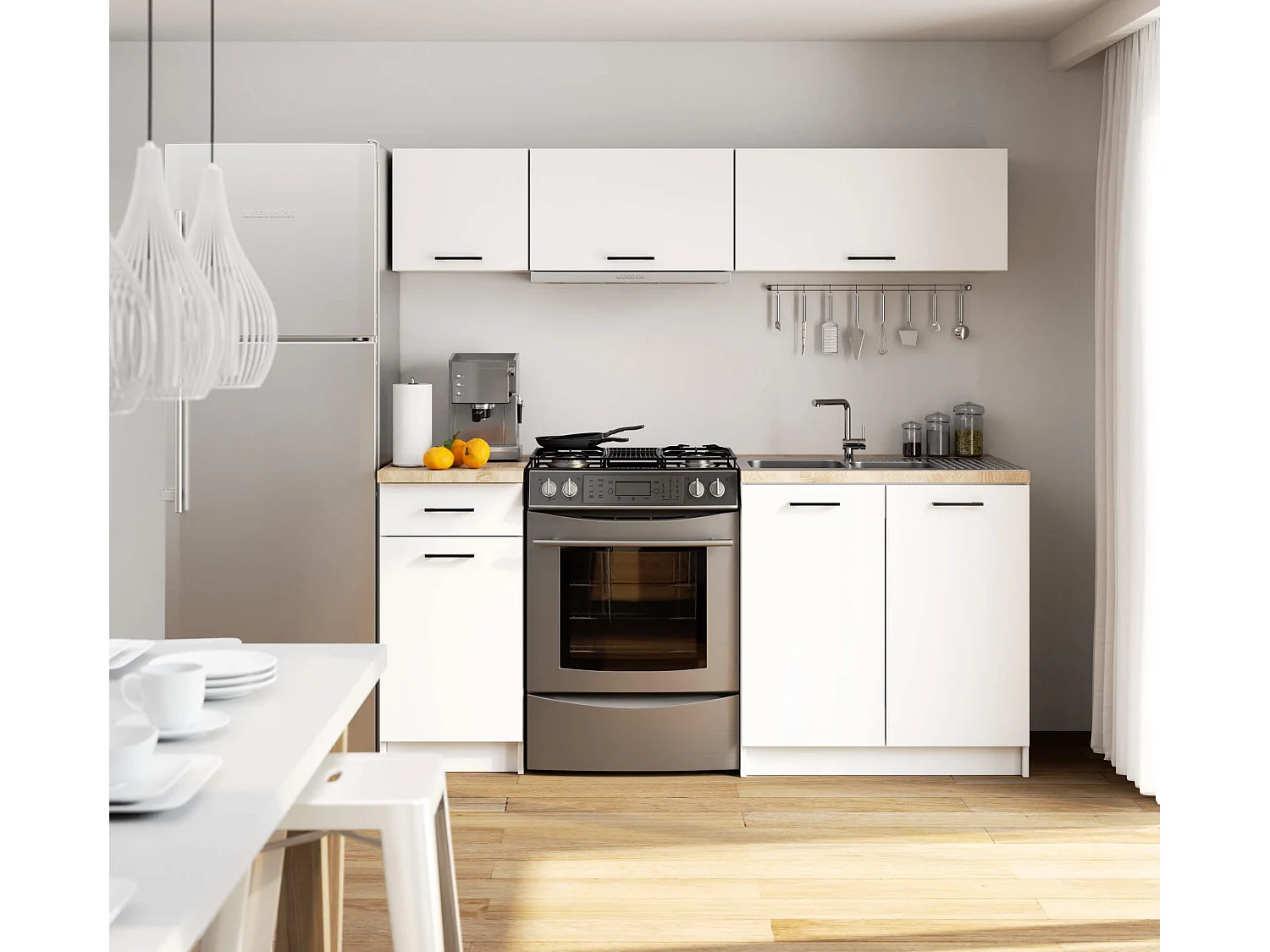 Armoires de cuisine haute AKORD W40 hotte OLIWIA Blanc 40 cm 1 porte couleur Blanc 1 étagère 40x30x29 cm