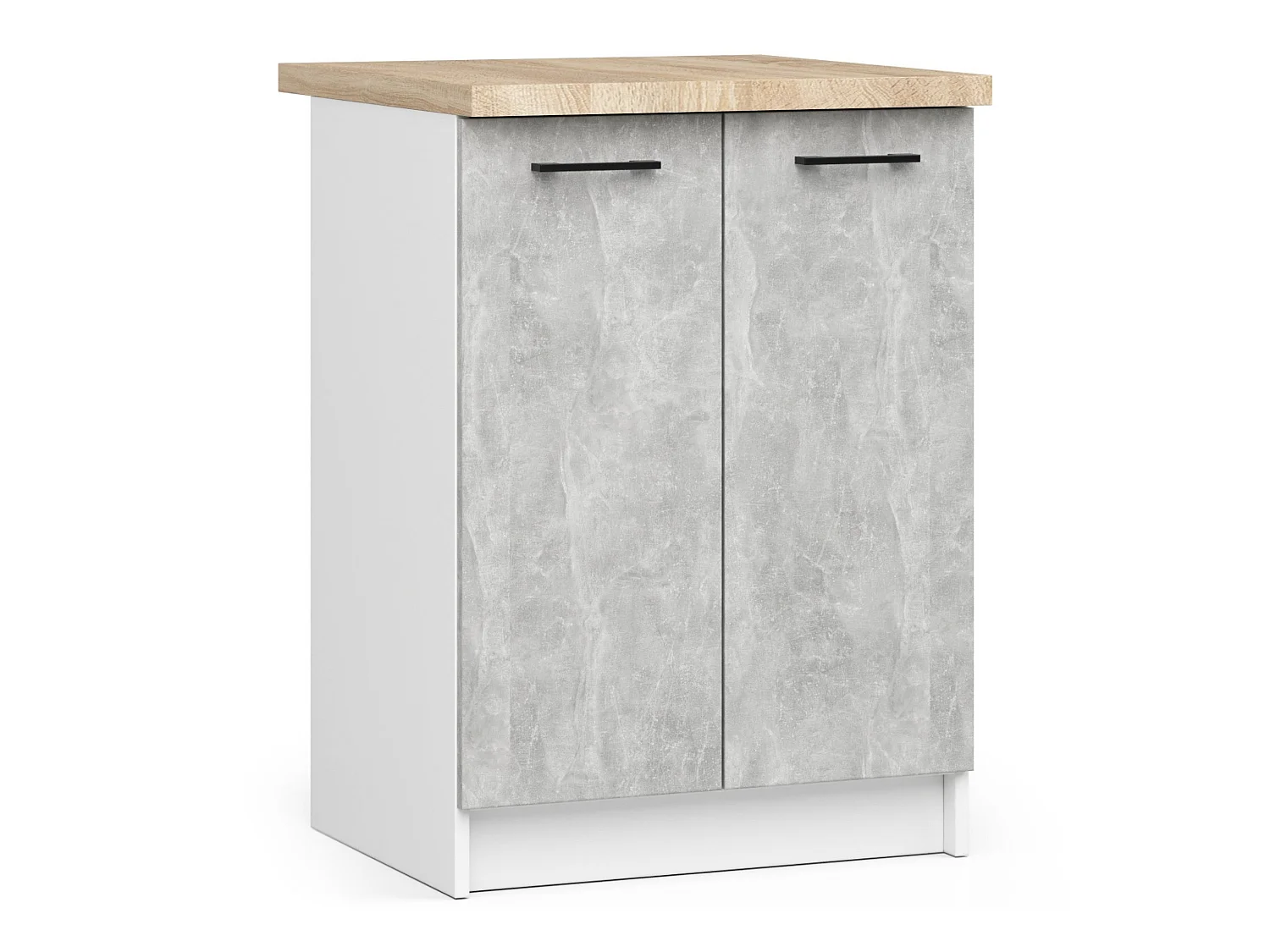 Armoires de cuisine basse AKORD S60 OLIWIA Blanc 60 cm 2 portes façade Béton 2 étagères 60x46x85 cm