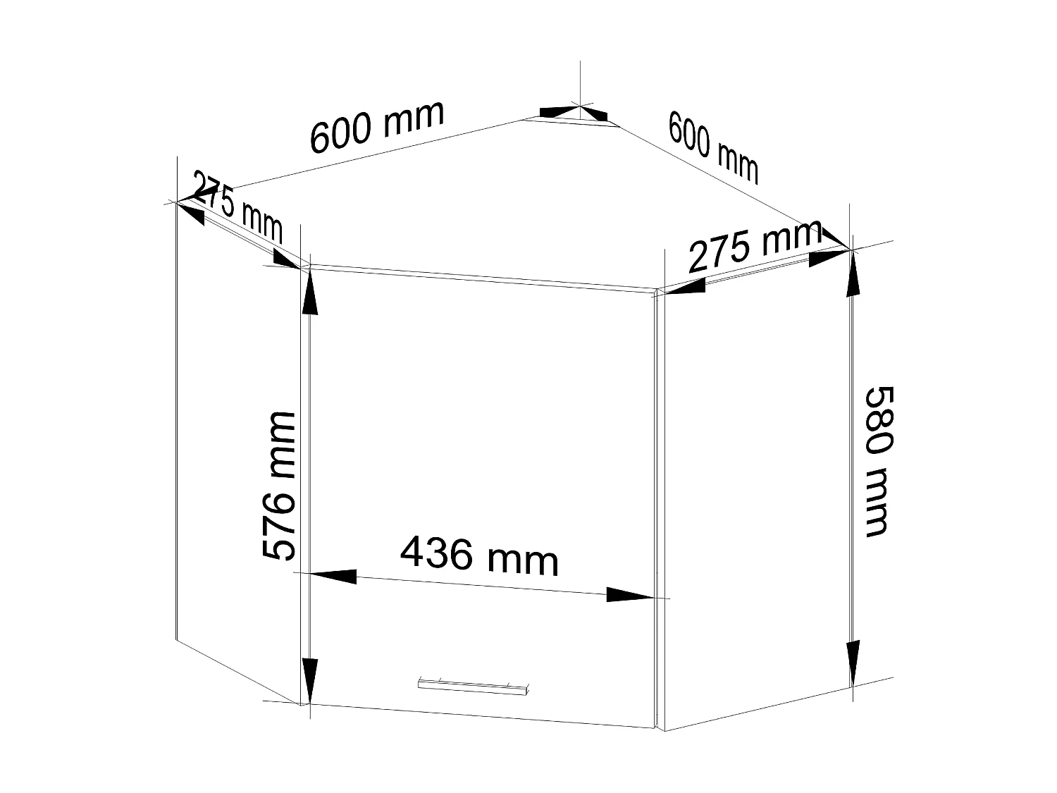 Armoires de cuisine AKORD d'angle haute W60 OLIWIA Blanc 60 cm 1 porte façade Béton 2 étagères 60x30x58 cm