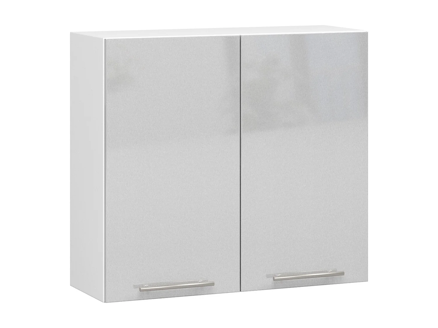 Meuble de cuisine haut AKORD W80 OLIWIA modulable Blanc 80 cm 2 portes façade Métallique Brillant 2 étagères 80x30x72 cm