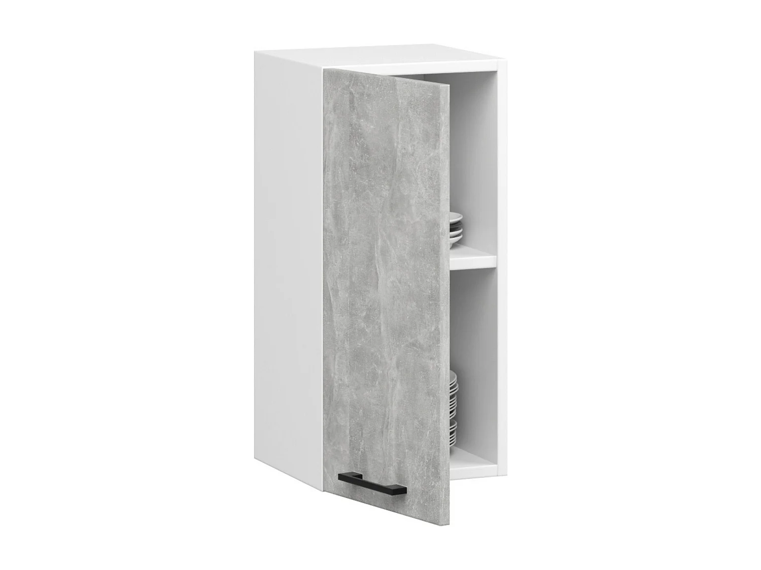 Armoires de cuisine haute AKORD W30 OLIWIA Blanc 30 cm 1 porte façade Béton 2 étagères 30x30x58 cm