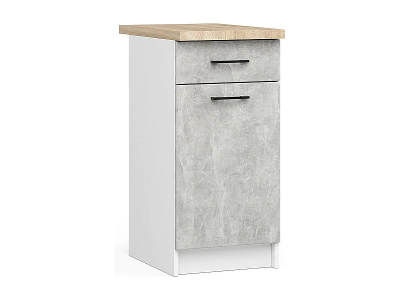 OLIWIA Keukenkast S40 BLAUW/BETON met Blad - 1 Lade, 1 Deur, 2 Planken, Zelfmontage