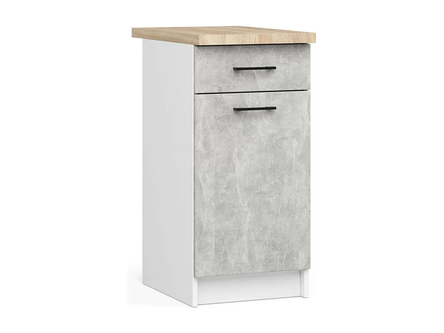 OLIWIA Keukenkast S40 BLAUW/BETON met Blad - 1 Lade, 1 Deur, 2 Planken, Zelfmontage