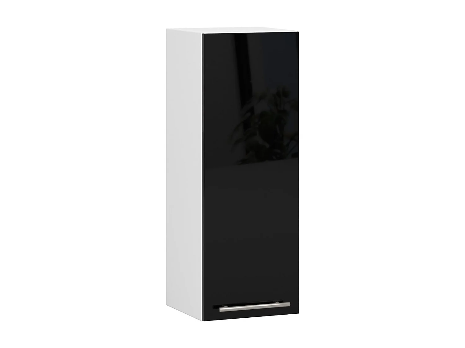 Meuble de cuisine haut AKORD W30 OLIWIA modulable Blanc 30 cm 1 porte façade Noir Brillant 2 étagères 30x30x72 cm