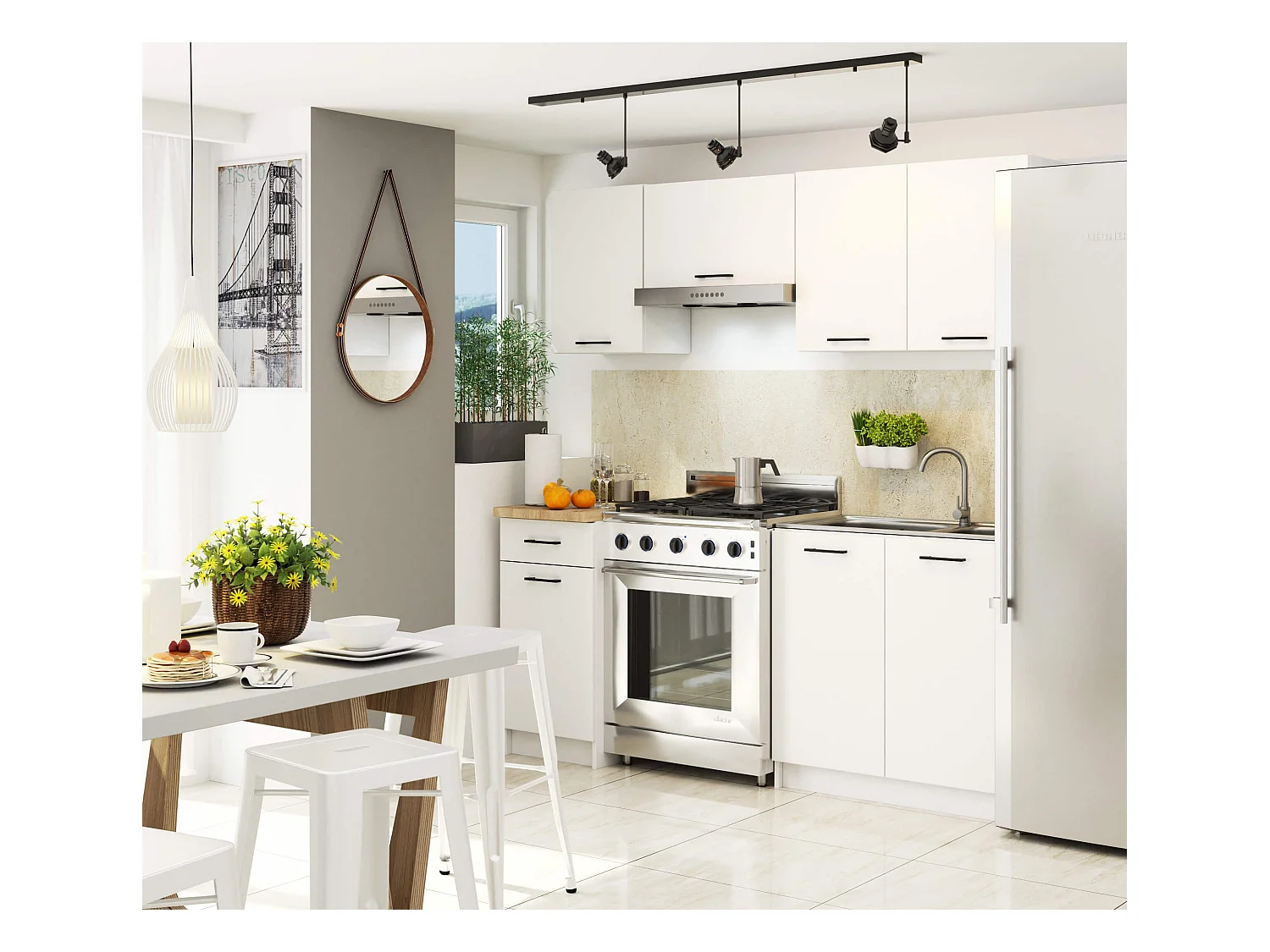 Hängeschrank Küchenschrank AKORD OLIWIA modular W60 Wandschrank für Dunstabzugshaube Weiß 60 cm Tür Regal B60 x H29 x T30 cm