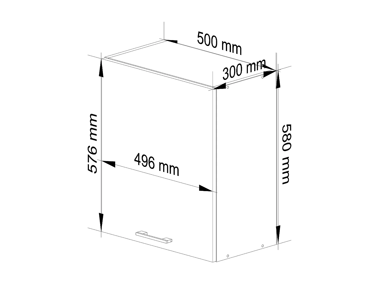 Armoires de cuisine haute AKORD W50 OLIWIA Blanc 50 cm 1 porte façade Blanche 2 étagères 50x30x58 cm