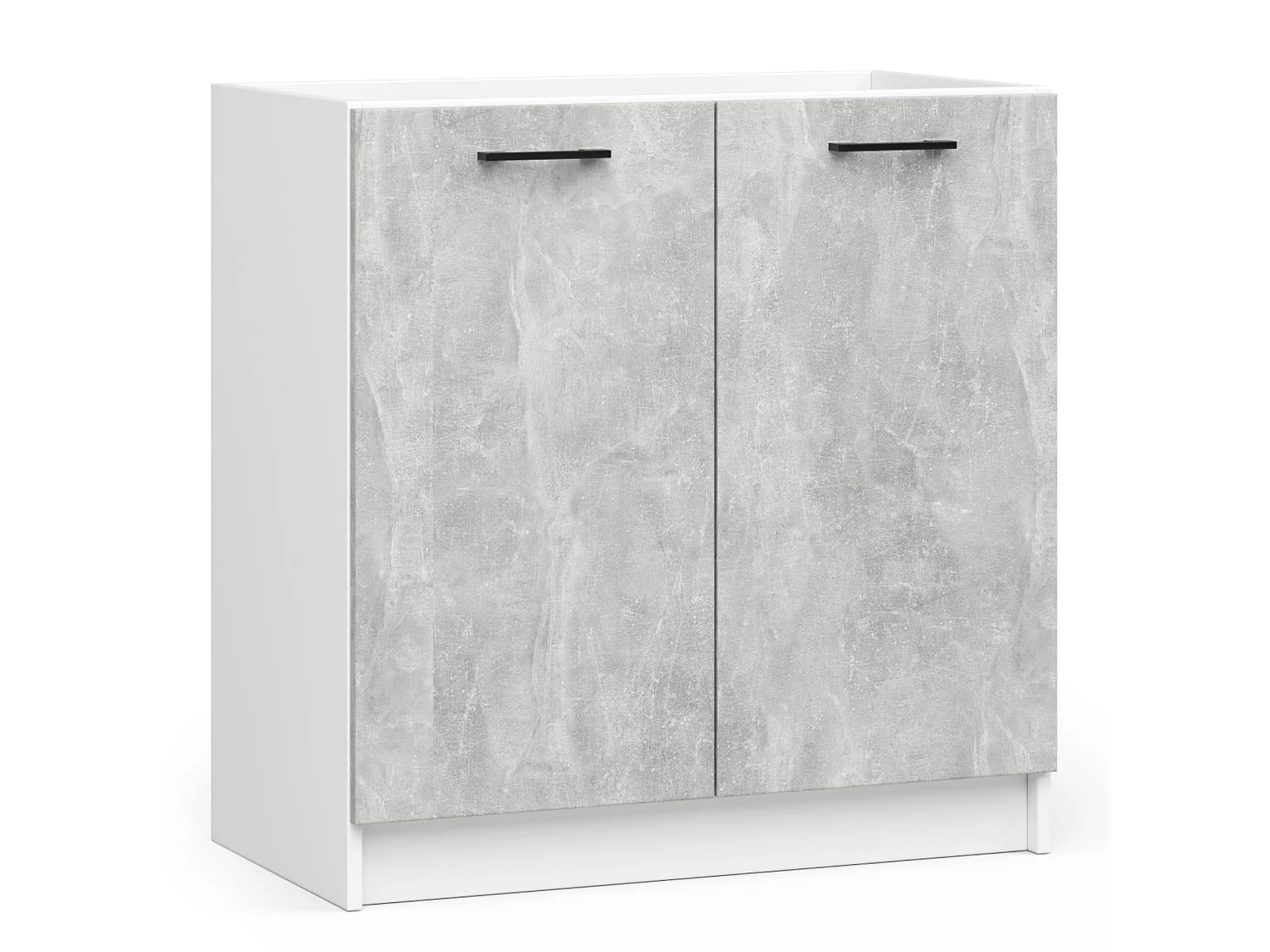 Armoires de cuisine basse AKORD S80 pour évier OLIWIA Blanc 80 cm 2 portes couleur Béton 1 étagère 80x46x82 cm