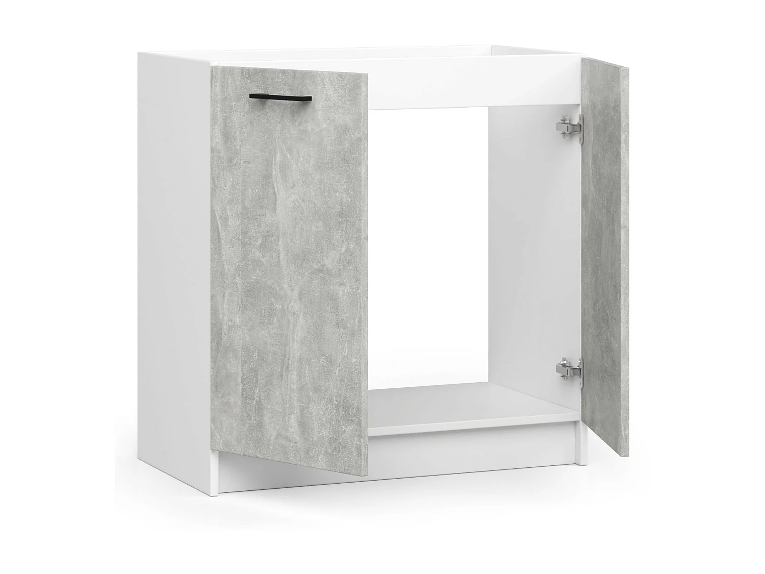 Armoires de cuisine basse AKORD S80 pour évier OLIWIA Blanc 80 cm 2 portes couleur Béton 1 étagère 80x46x82 cm