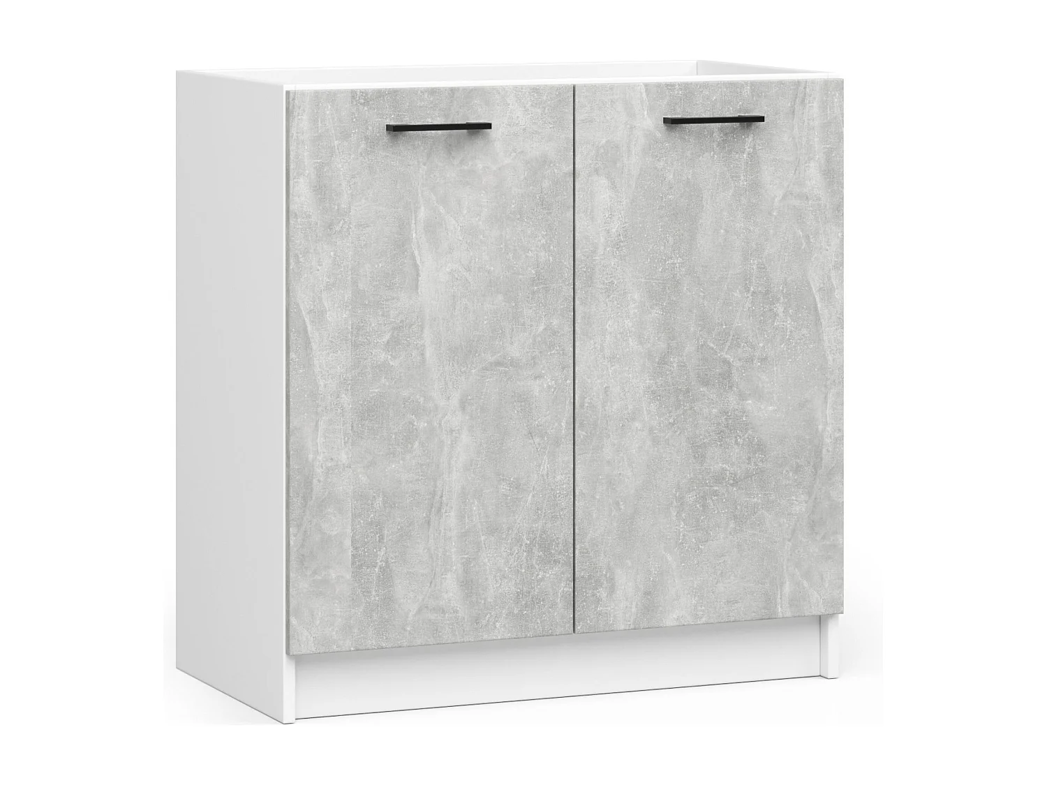 Armoires de cuisine basse AKORD S80 pour évier OLIWIA Blanc 80 cm 2 portes couleur Béton 1 étagère 80x46x82 cm