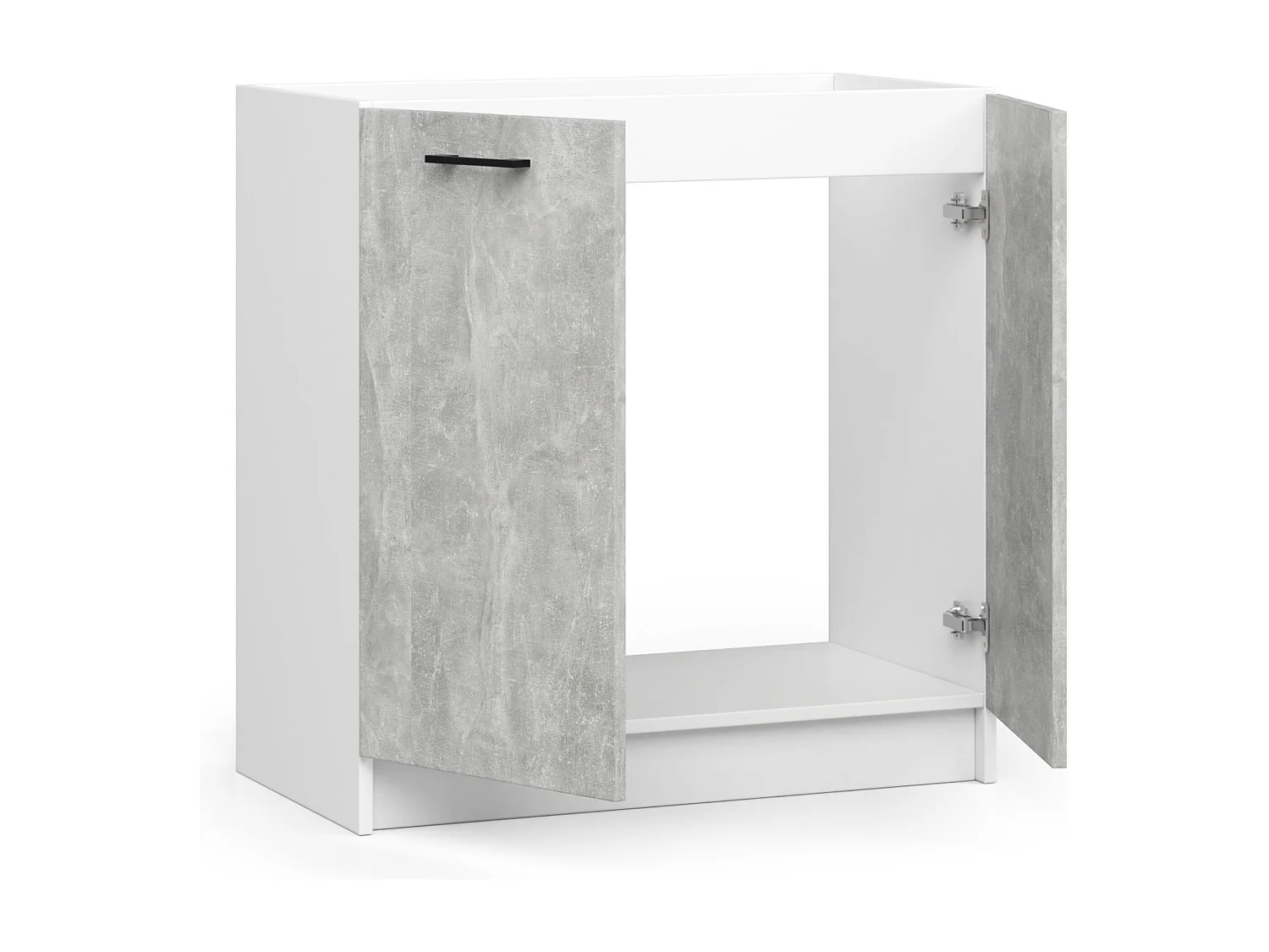 Armoires de cuisine basse AKORD S80 pour évier OLIWIA Blanc 80 cm 2 portes couleur Béton 1 étagère 80x46x82 cm