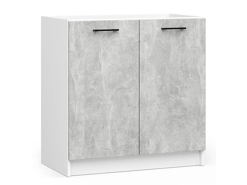 Armoires de cuisine basse AKORD S80 pour évier OLIWIA Blanc 80 cm 2 portes couleur Béton 1 étagère 80x46x82 cm