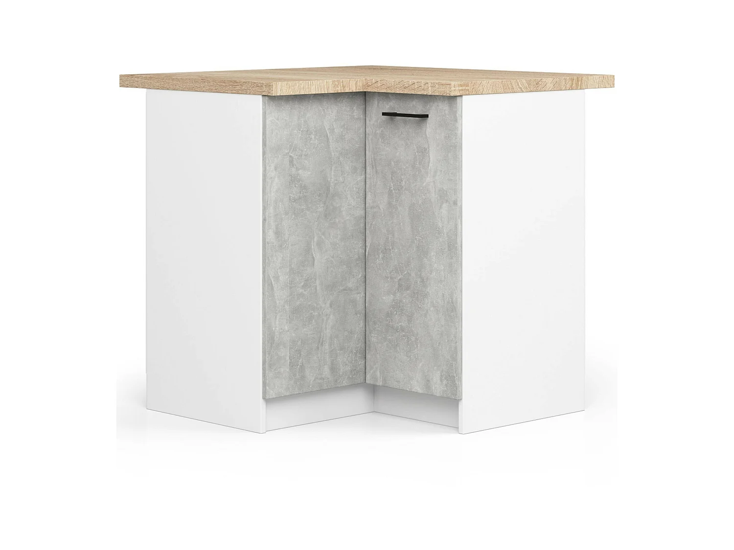 Armoires de cuisine basse AKORD S90 d'angle OLIWIA Blanc 90 cm 2 portes façade Béton 2 étagères 90x46x85 cm