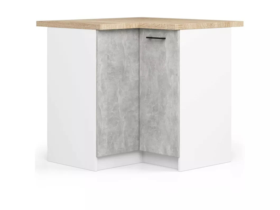 Kauf Unique Küchenschrank AKORD OLIWIA modular S90 Unterschrank für die Ecke der Küche mit Arbeitsplatte Weiß 90 cm 2 Türen 2 Ebenen Front Beton B90 x H85 x T46 cm