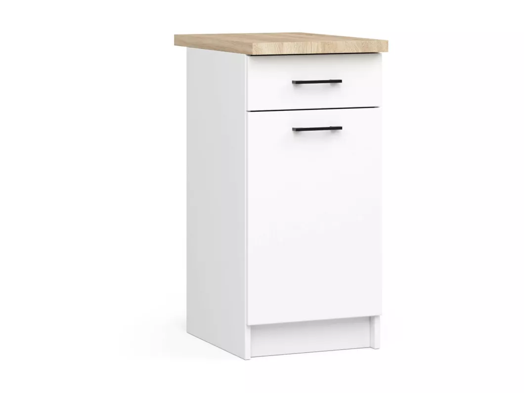 Kauf Unique Küchenschrank AKORD OLIWIA modular S40 Unterschrank mit Arbeitsplatte Weiß 40 cm Tür Schublade 2 Ebenen B40 x H85 x T46 cm