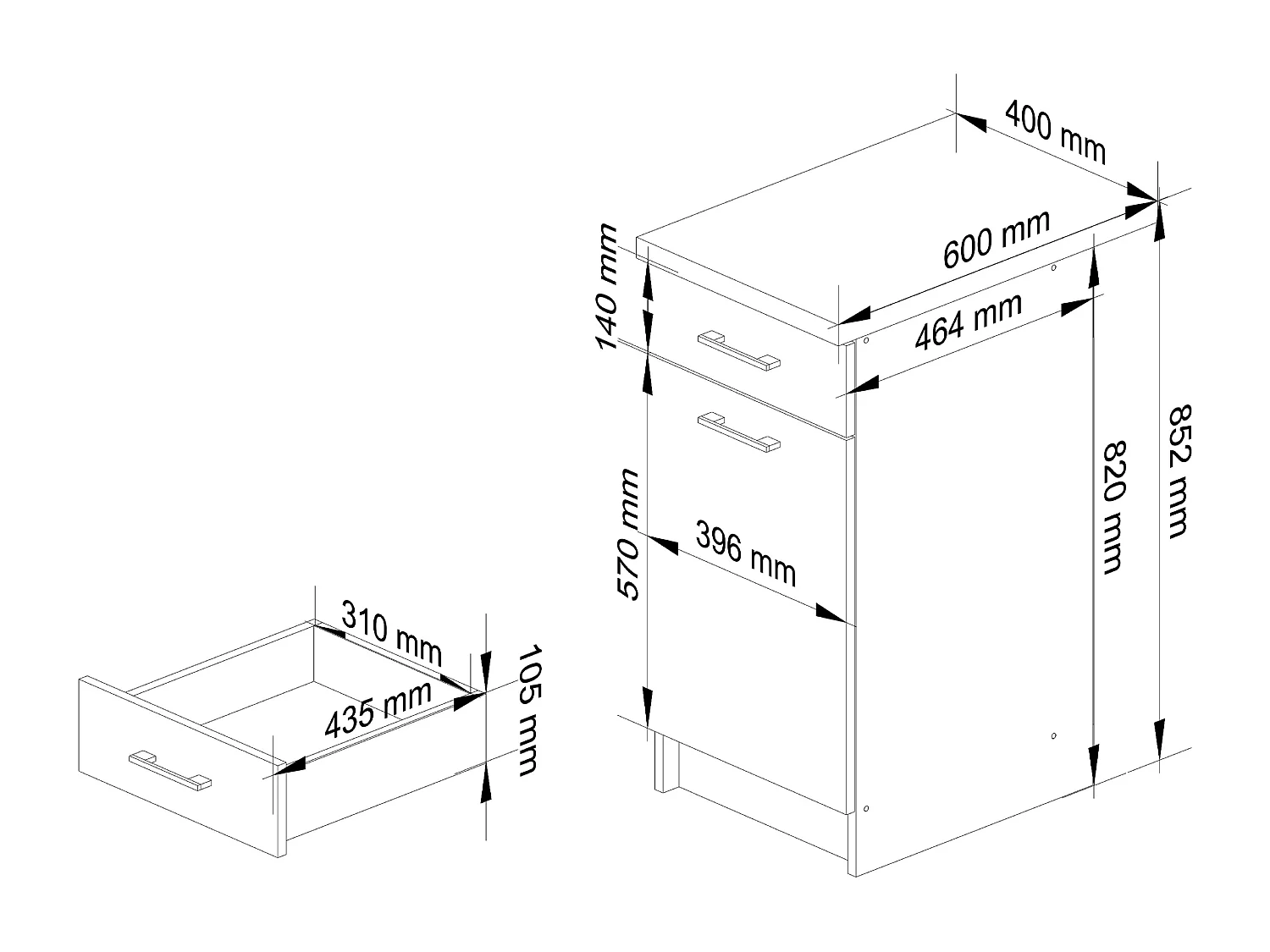 Keukenkast modulaire OLIWIA S40 met Verkblad / Onderkast met 1 Deur en 1 Lade / AKORD Furniture Factory / Wit / 40 x 85 x 46 cm