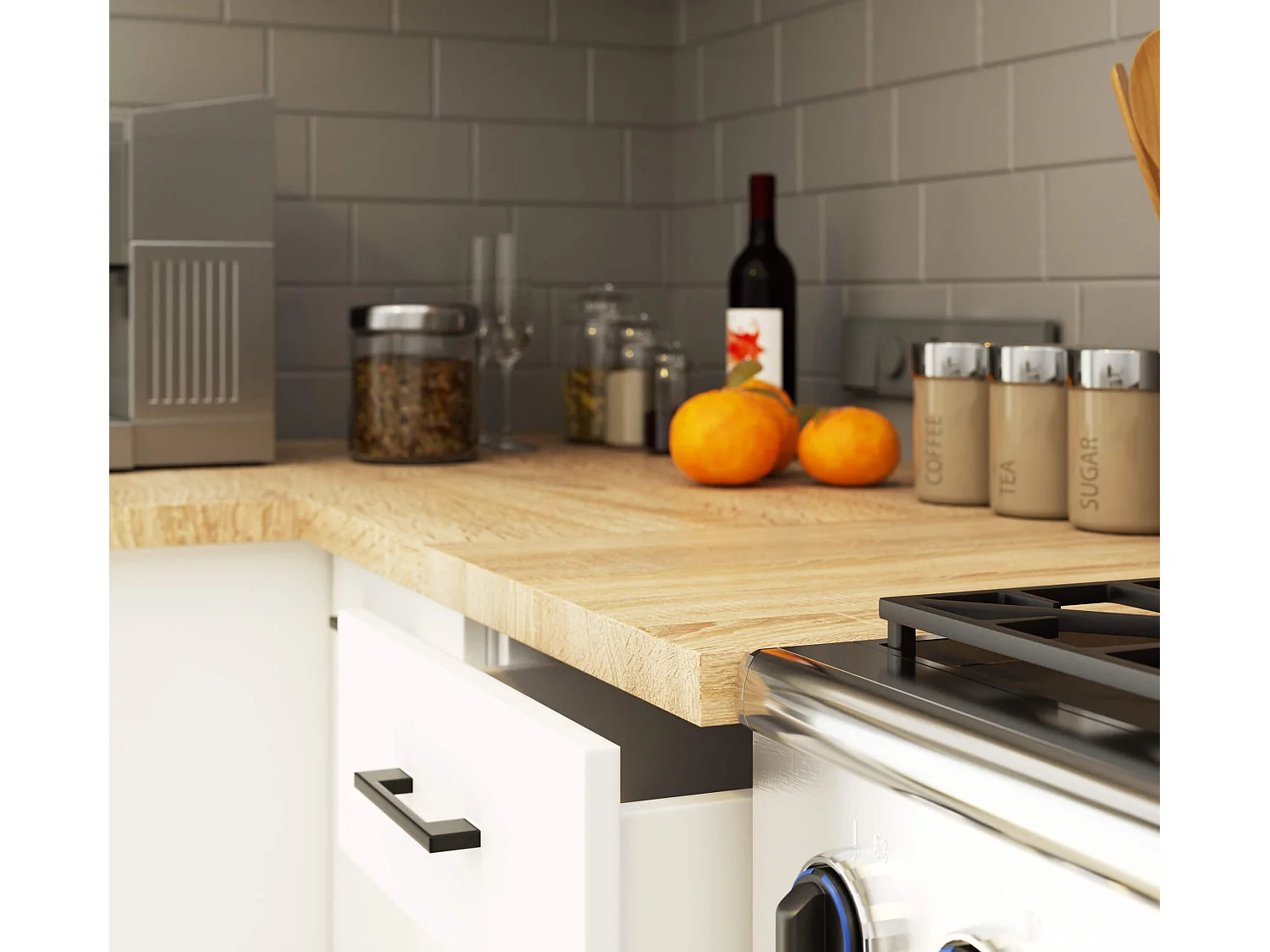 Keukenkast modulaire OLIWIA S40 met Verkblad / Onderkast met 1 Deur en 1 Lade / AKORD Furniture Factory / Wit / 40 x 85 x 46 cm