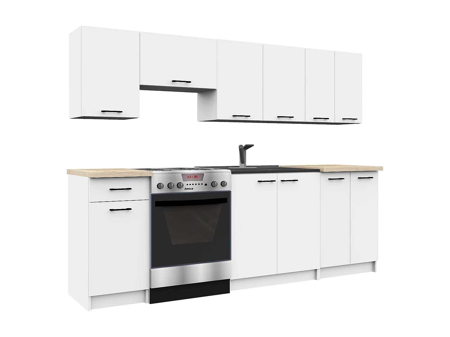 Armoires de cuisine basse AKORD S40 OLIWIA Blanc 40 cm 1 porte 1 tiroir façade Blanche 2 étagères 40x46x85 cm