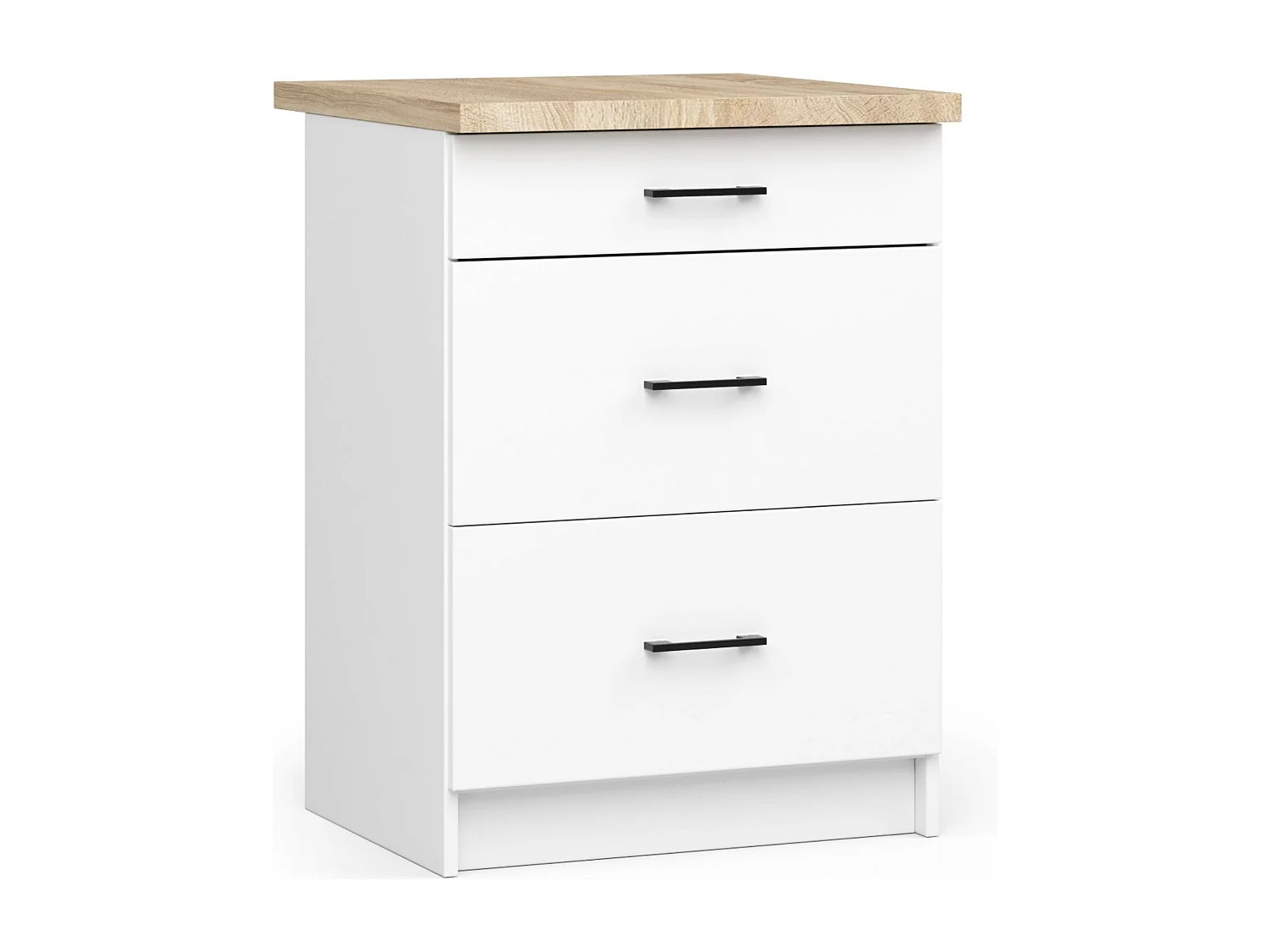 Armoires de cuisine basse AKORD S60 OLIWIA Blanc 60 cm 3 tiroirs façade Blanche 60x46x85 cm