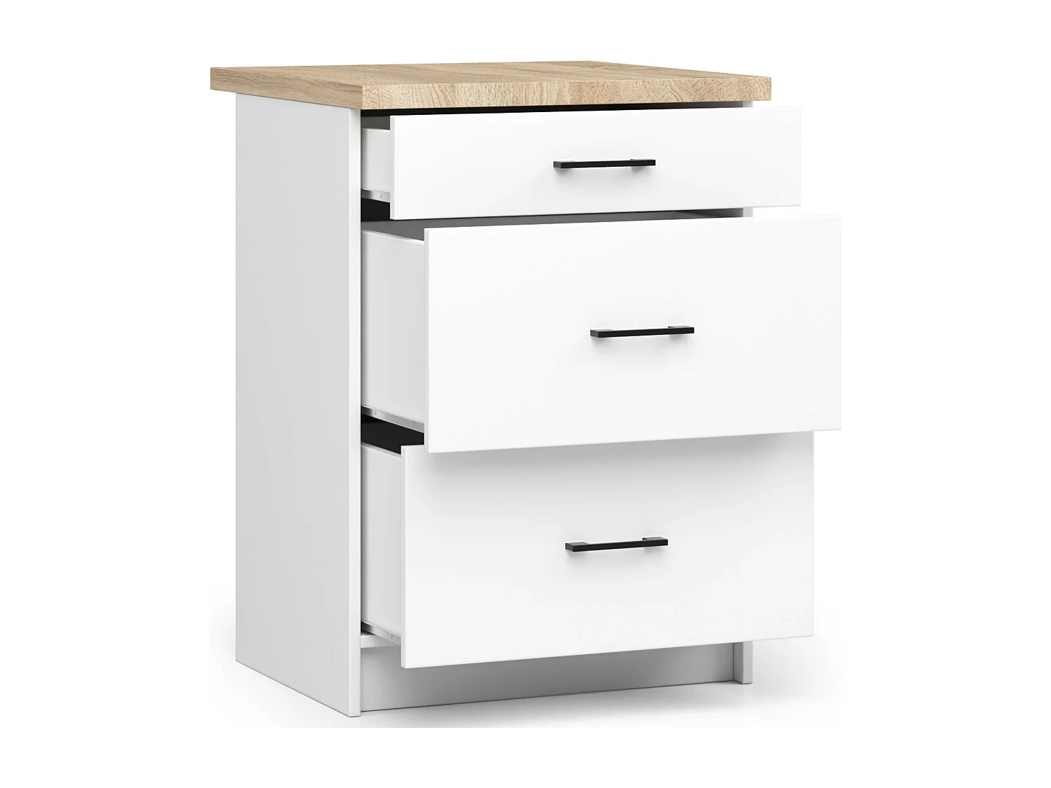 Armoires de cuisine basse AKORD S60 OLIWIA Blanc 60 cm 3 tiroirs façade Blanche 60x46x85 cm