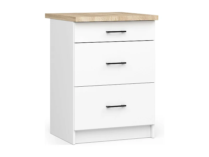 Keukenkast modulaire OLIWIA S60 met Verkblad / Onderkast met 3 Lades / AKORD Furniture Factory / Wit / 60 x 85 x 46 cm