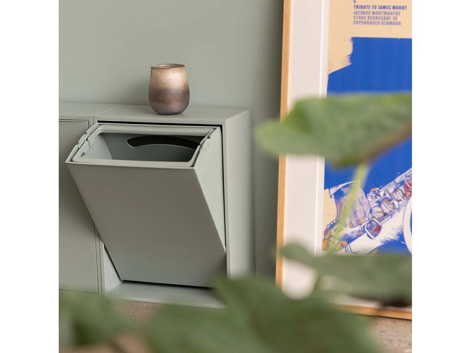 Boîte de recyclage en plastique recyclé gris H40x15x30cm