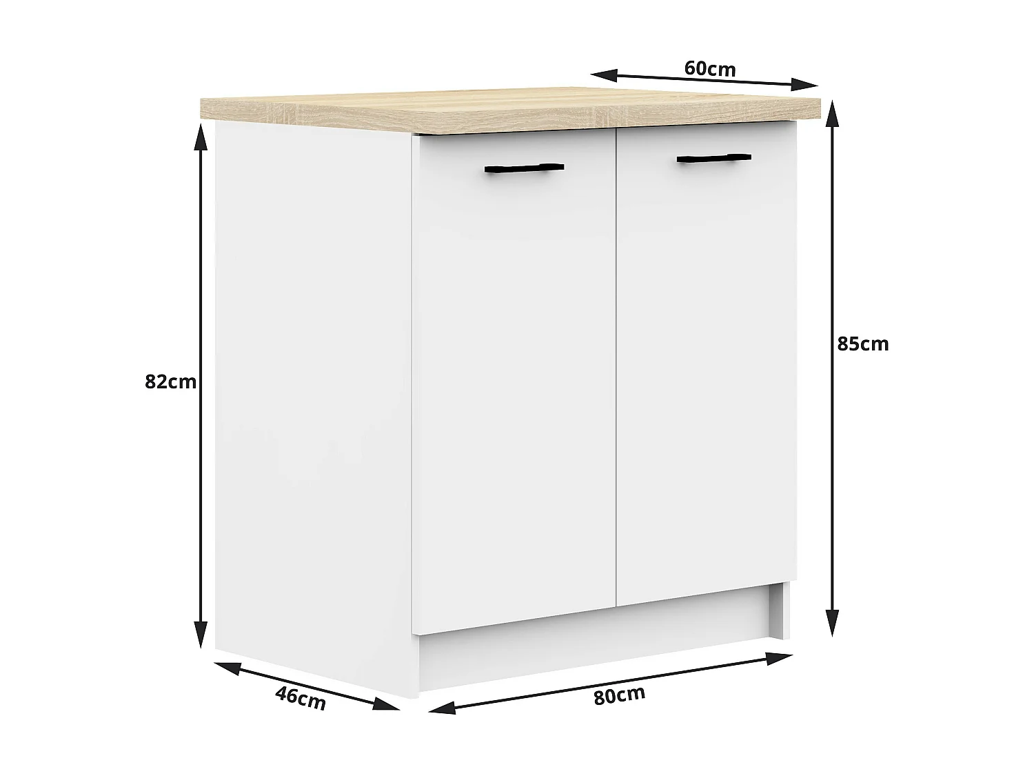 Mobile cucina modulare con piano di lavoro AKORD OLIWIA Bianco 80 cm 2 ante 80x46x85 cm