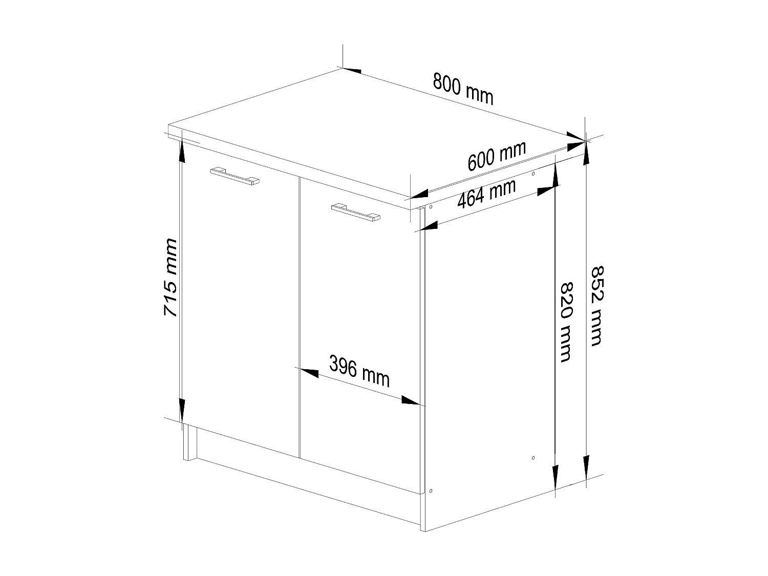 Armoires de cuisine basse AKORD S80 OLIWIA Blanc 80 cm 2 portes façade Béton 2 étagères 80x46x85 cm