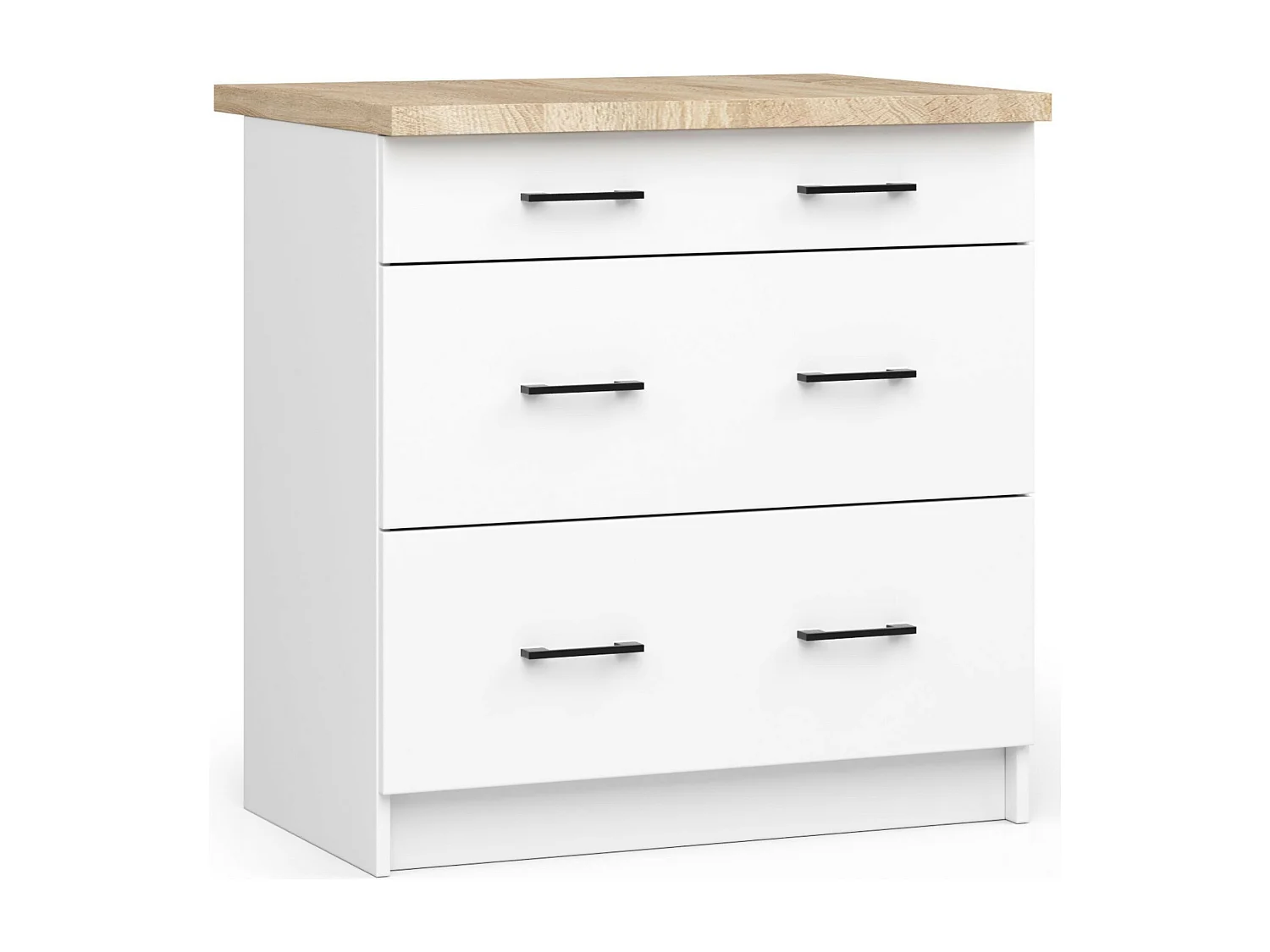 Oliwia Keukenkast S80 3 Lades Wit met Blad - 80x85x46cm Stijlvolle Opbergoplossing