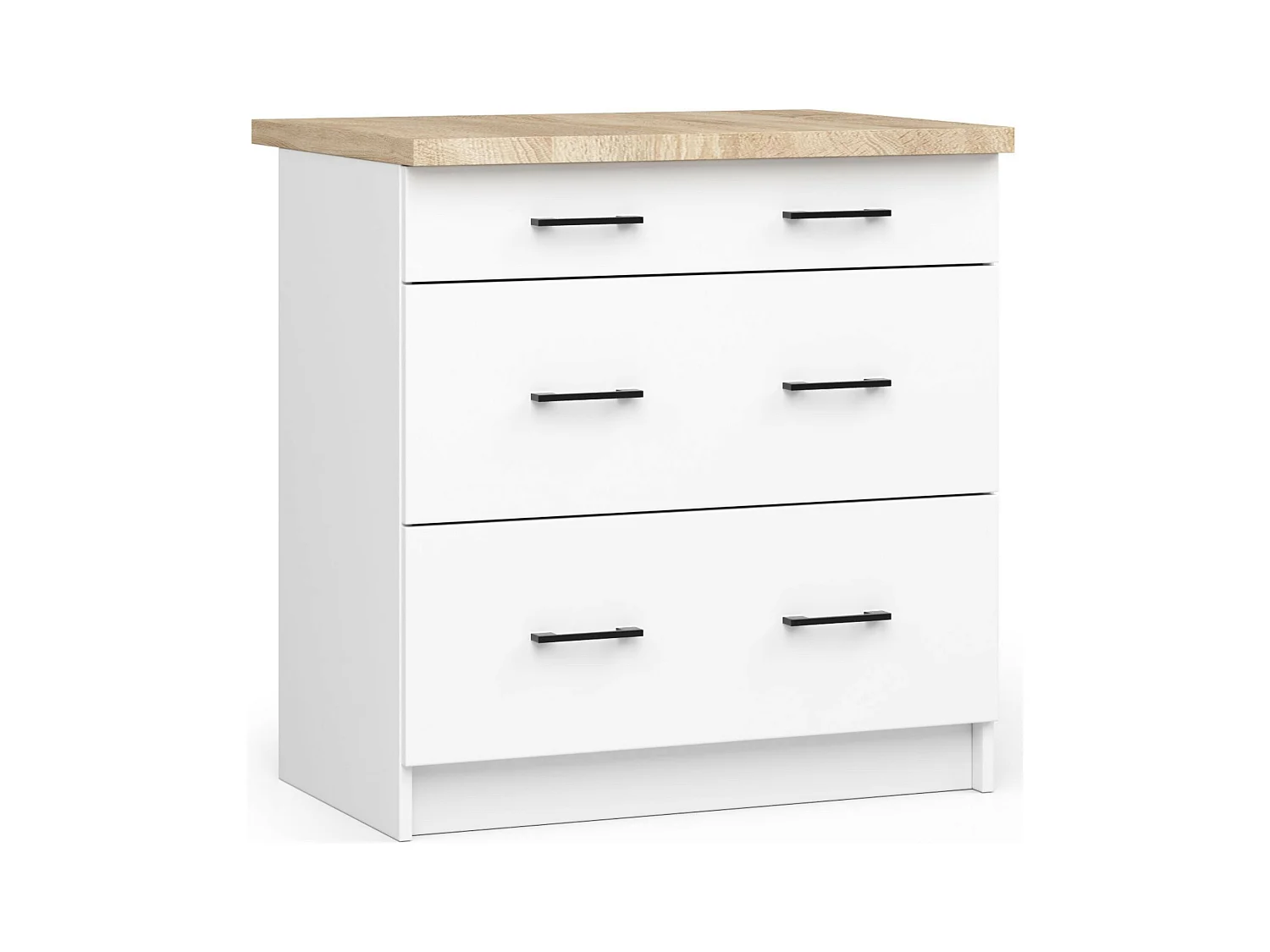 Armoires de cuisine basse AKORD S80 OLIWIA Blanc 80 cm 3 tiroirs façade Blanche 80x46x85 cm
