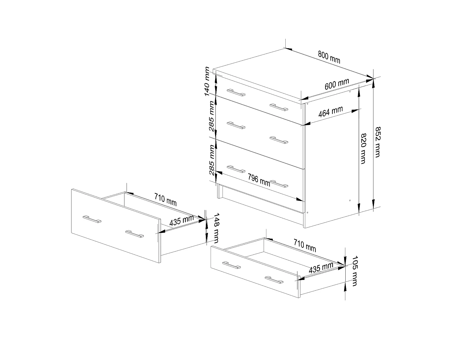 Küchenschrank AKORD OLIWIA modular S80 Unterschrank mit Arbeitsplatte Weiß 80 cm 3 Schubladen B80 x H85 x T46 cm