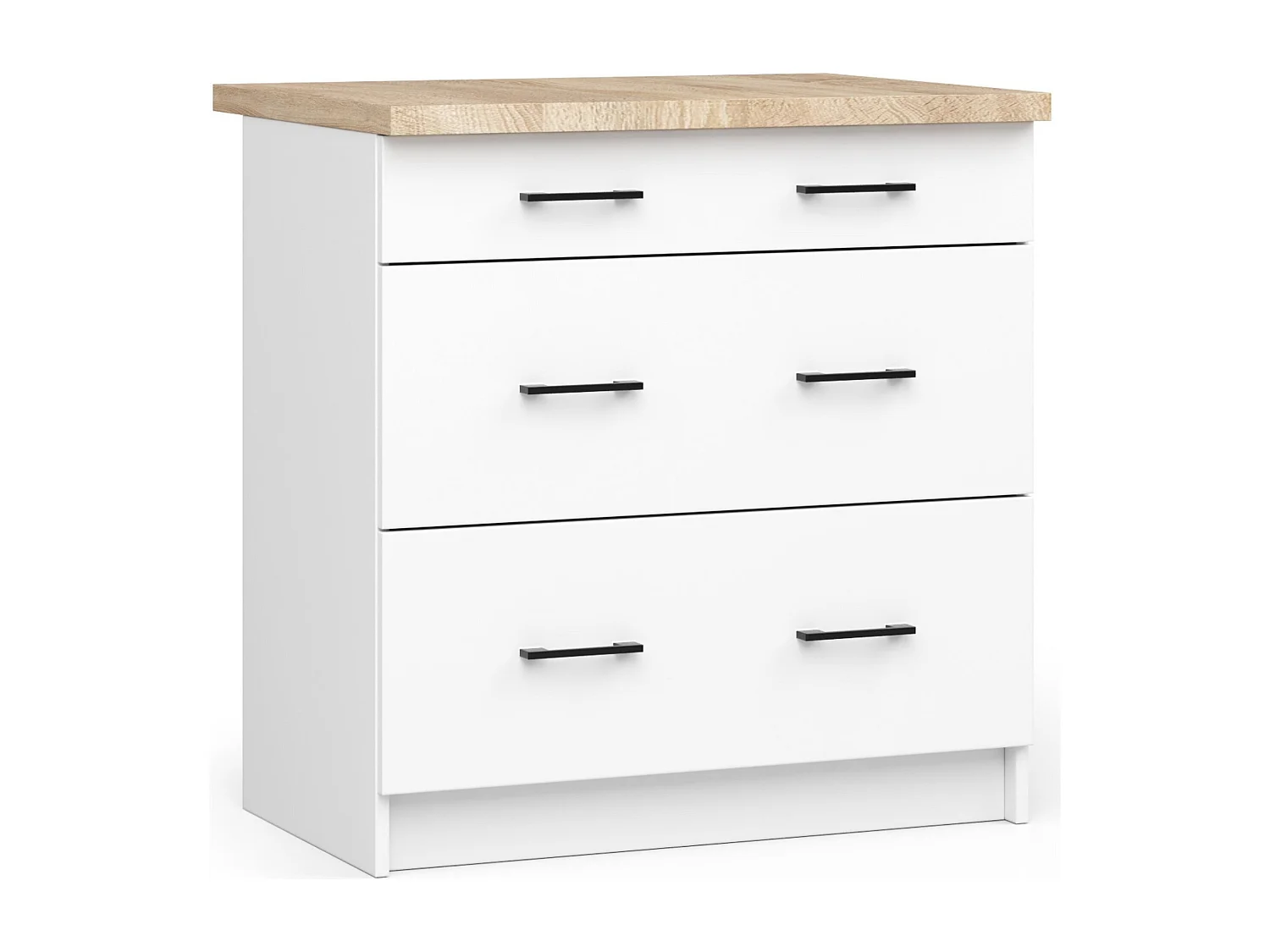 Armoires de cuisine basse AKORD S80 OLIWIA Blanc 80 cm 3 tiroirs façade Blanche 80x46x85 cm