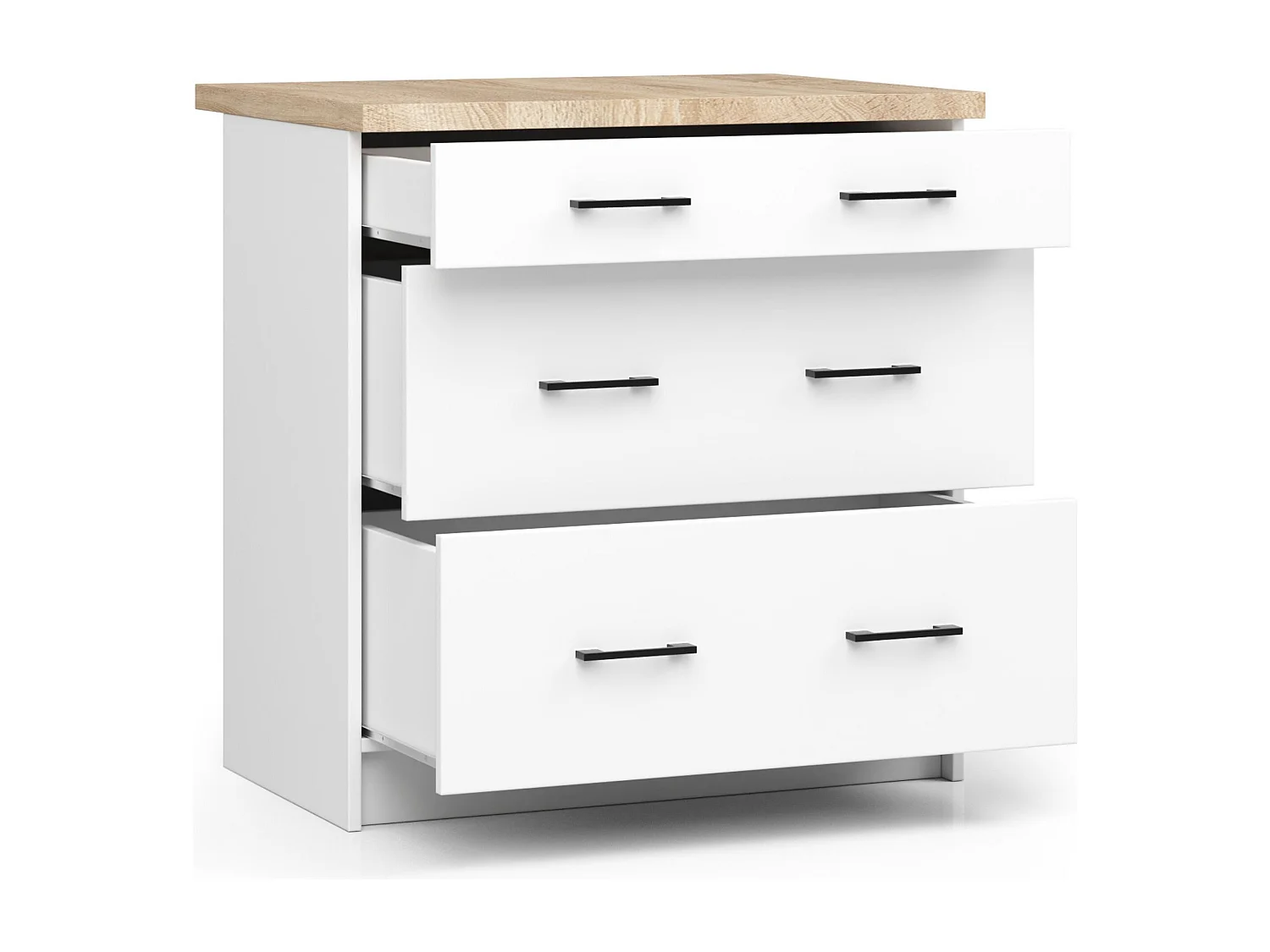Armoires de cuisine basse AKORD S80 OLIWIA Blanc 80 cm 3 tiroirs façade Blanche 80x46x85 cm
