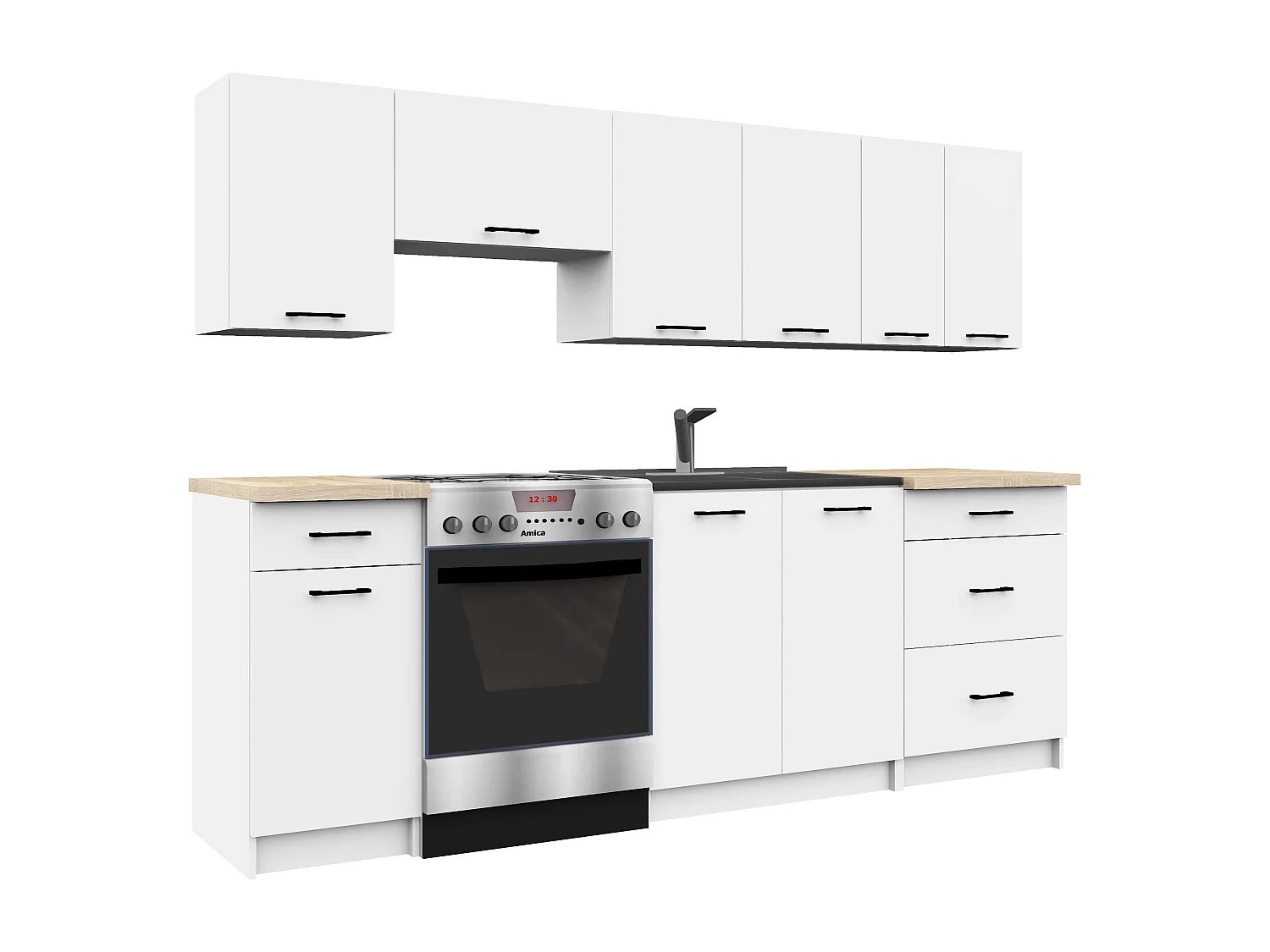 Armoires de cuisine basse AKORD S80 OLIWIA Blanc 80 cm 3 tiroirs façade Blanche 80x46x85 cm