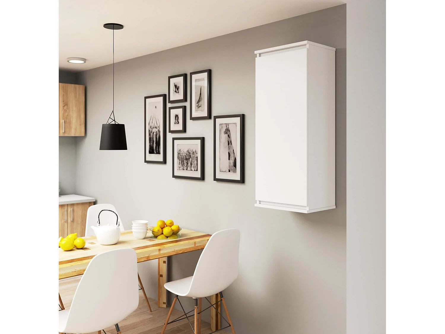 Armario colgante AKORD W40 Blanco 40 cm 1 puerta frente en color Blanco 3 estantes 40x30x99 cm