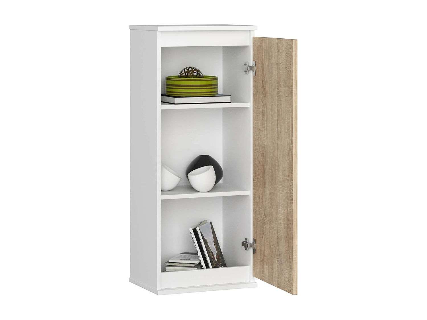 Szafka AKORD W40 Biała 40 cm 1 drzwi kolor Dąb Sonoma mat 3 półki 40x30x99 cm