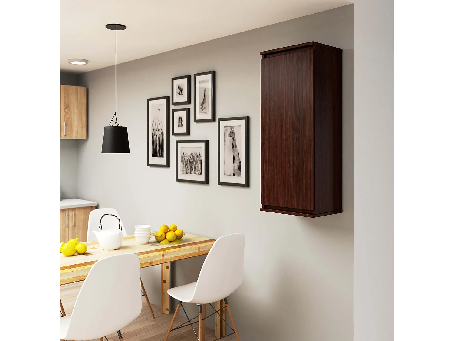 Szafka AKORD W40 Wenge 40 cm 1 drzwi kolor Wenge mat 3 półki 40x30x99 cm