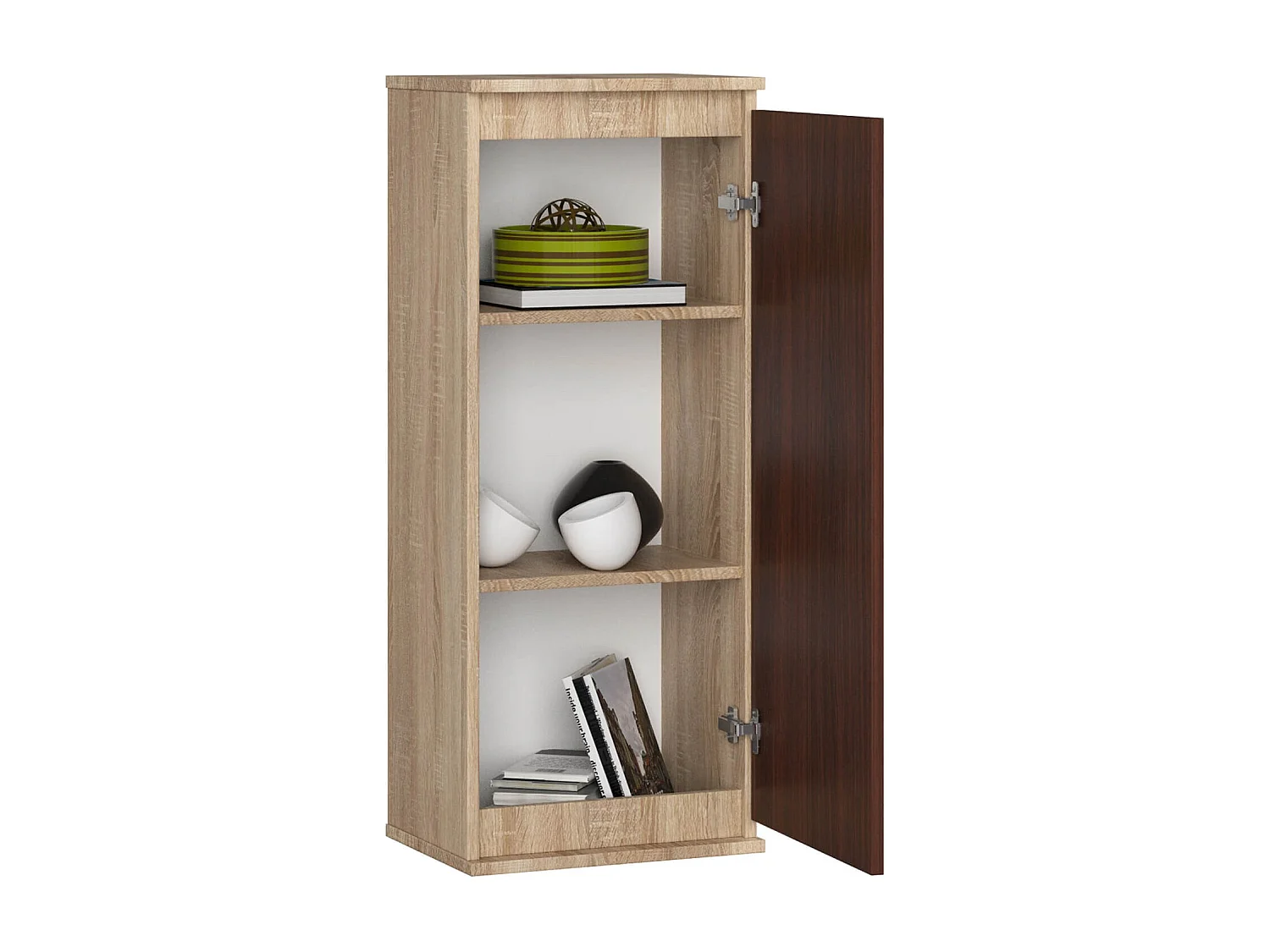 Armoire murale AKORD W40 Chêne Sonoma 40 cm 1 porte façade Wengé 3 étagères 40x30x99 cm