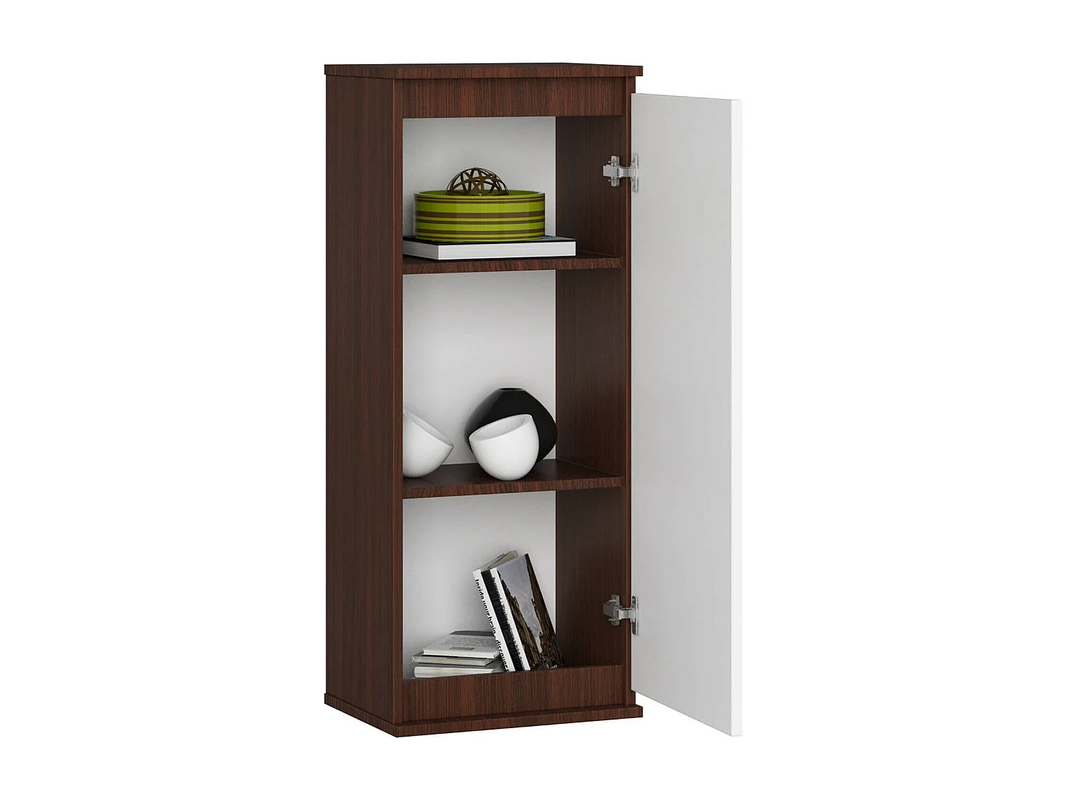 Hängender Schrank AKORD W40 Wenge 40 cm Tür 3 Regalen Front Weiß B40 x H99 x T30 cm