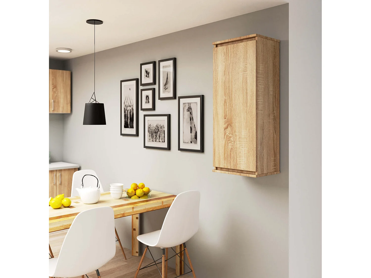 Hängender Schrank AKORD W40 Sonoma-Eiche 40 cm Tür 3 Regalen B40 x H99 x T30 cm