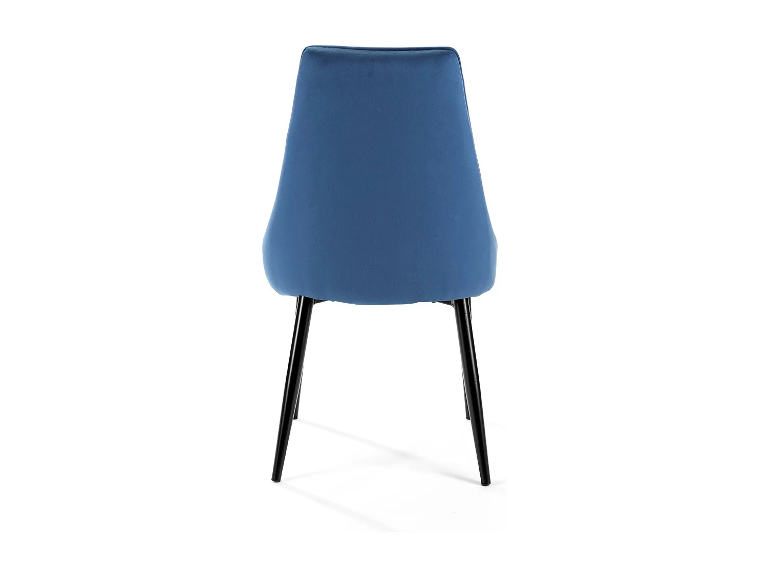 Set van 4 Luxe Eetkamerstoelen SJ.054 in Marineblauw Velours met Stalen Kruisvoet