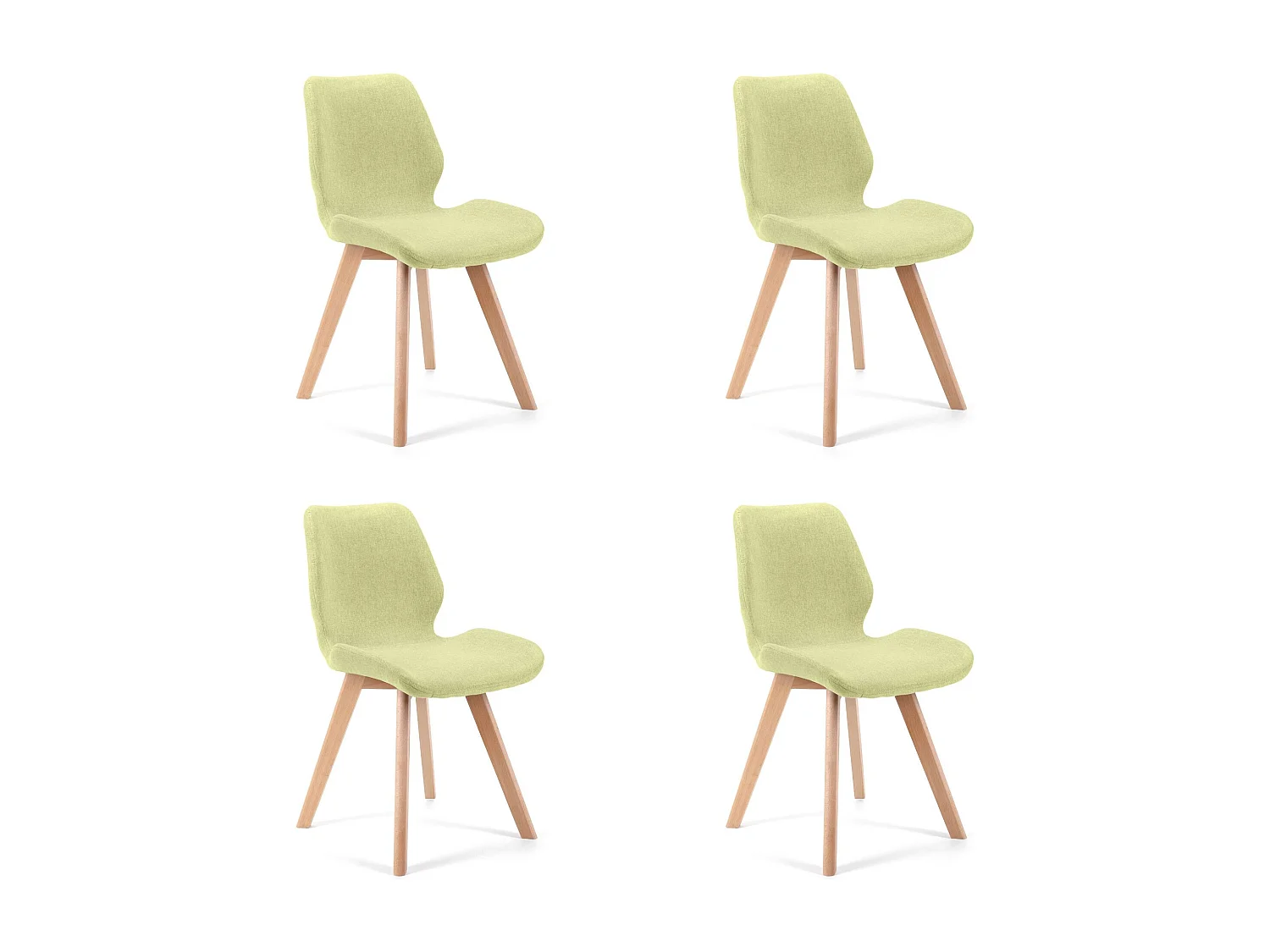 Lot de 4 chaises de salle à manger en tissu AKORD SJ.0159 Vert
