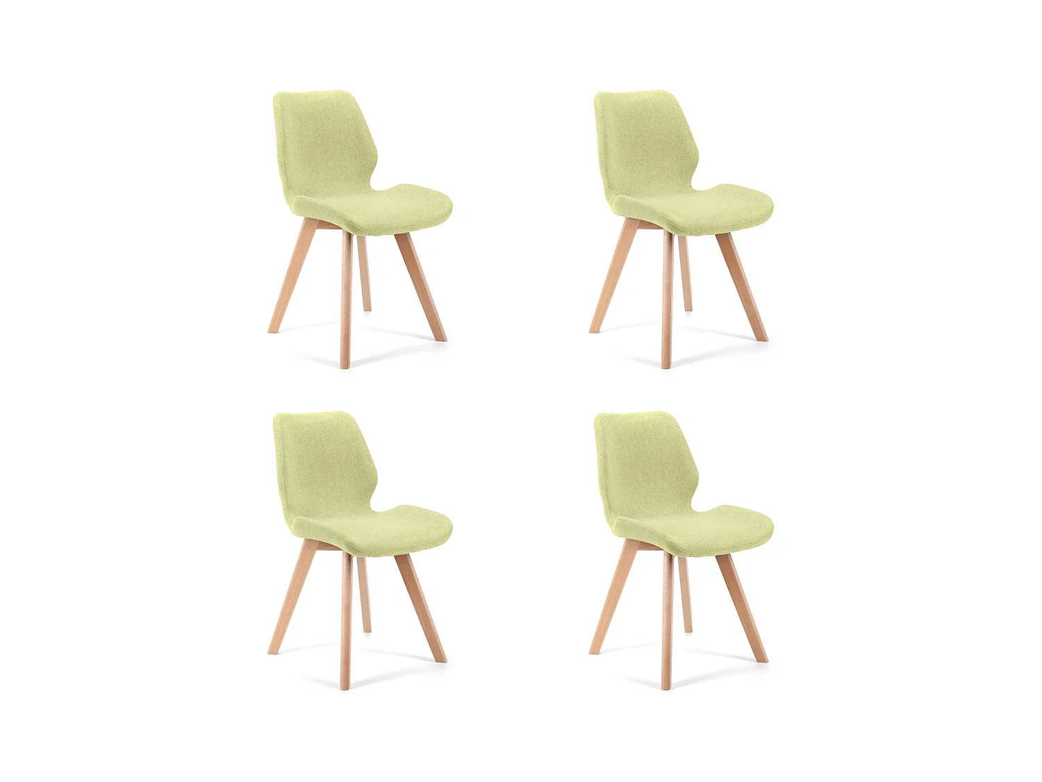 Lot de 4 chaises de salle à manger en tissu AKORD SJ.0159 Vert