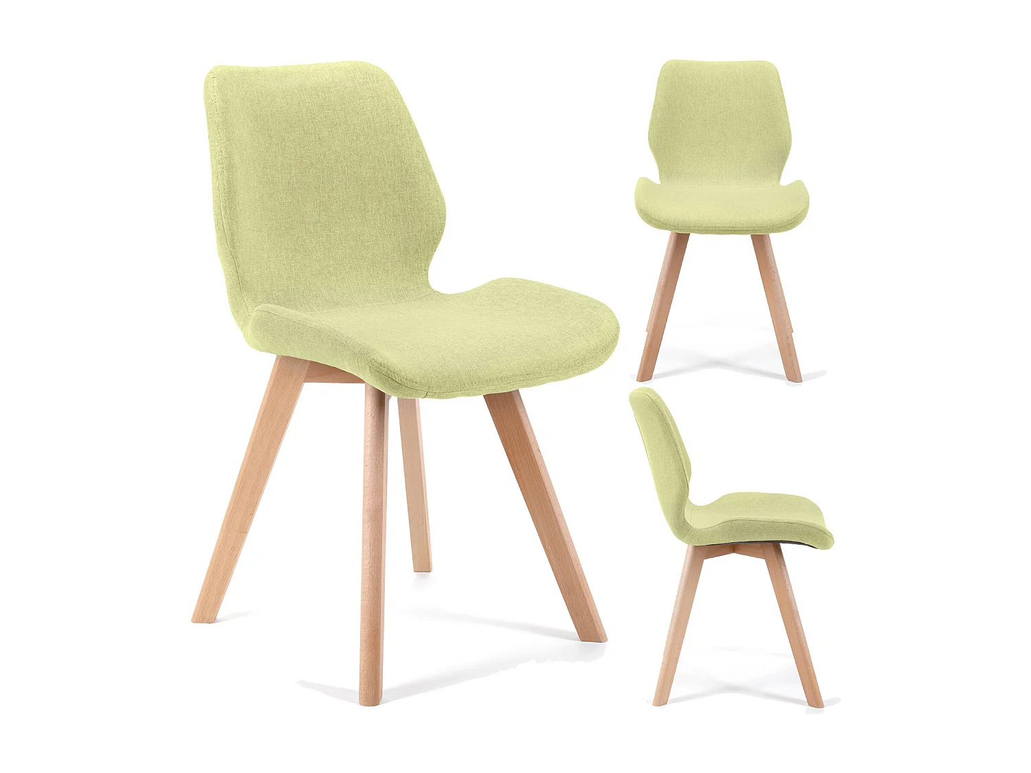Lot de 4 chaises de salle à manger en tissu AKORD SJ.0159 Vert