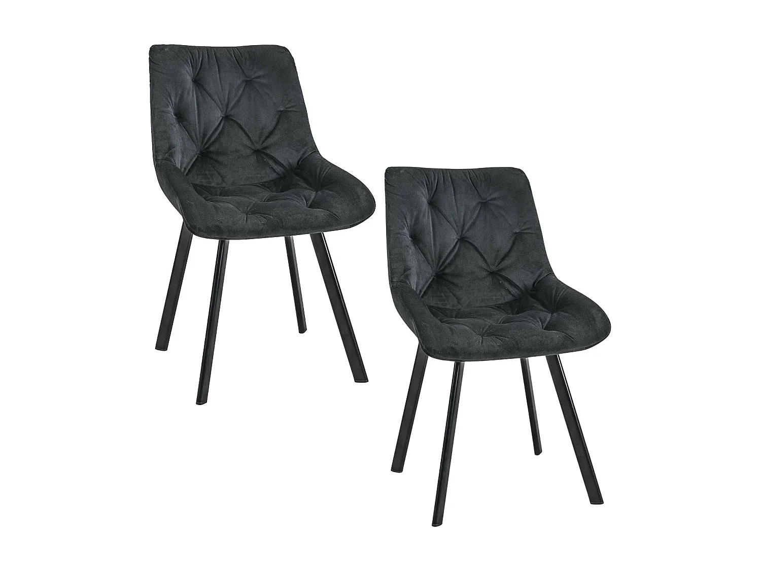 Lot de 2 chaises matelassées de salle à manger en velours AKORD SJ.33 Noir
