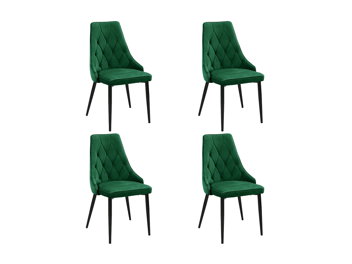 Lot de 4 chaises matelassées de salle à manger en velours AKORD SJ.054 Vert Bouteille