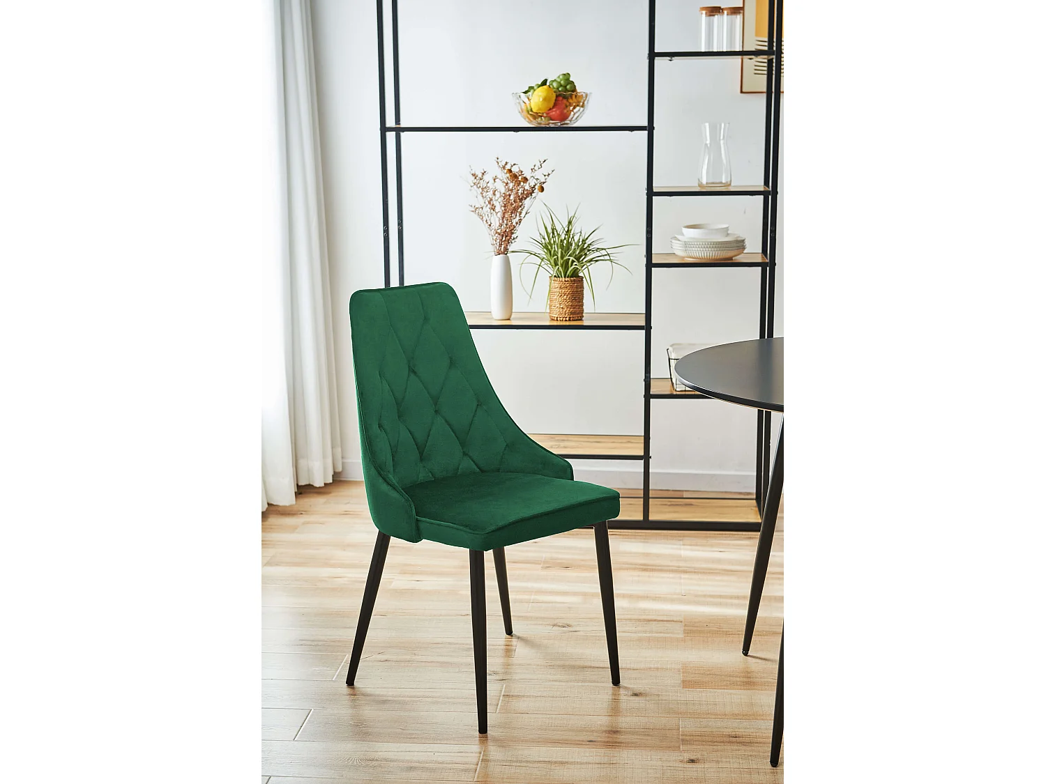 Lot de 4 chaises matelassées de salle à manger en velours AKORD SJ.054 Vert Bouteille