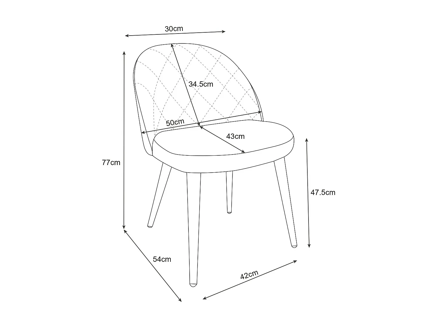 Lot de 2 chaises matelassées de salle à manger en velours AKORD SJ.077 Rose