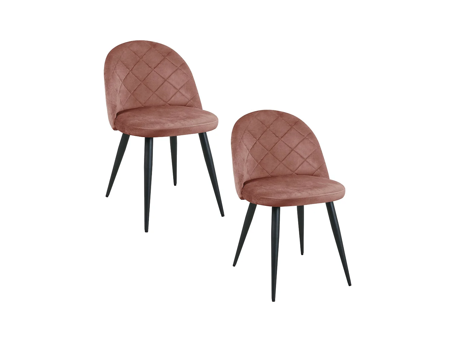 Esszimmerstühle mit Samt 2er Set AKORD SJ.077 Gepolsterter Gesteppter Stuhl aus Velours in Rosa