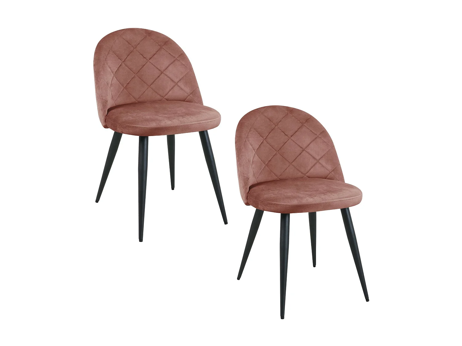 Lot de 2 chaises matelassées de salle à manger en velours AKORD SJ.077 Rose