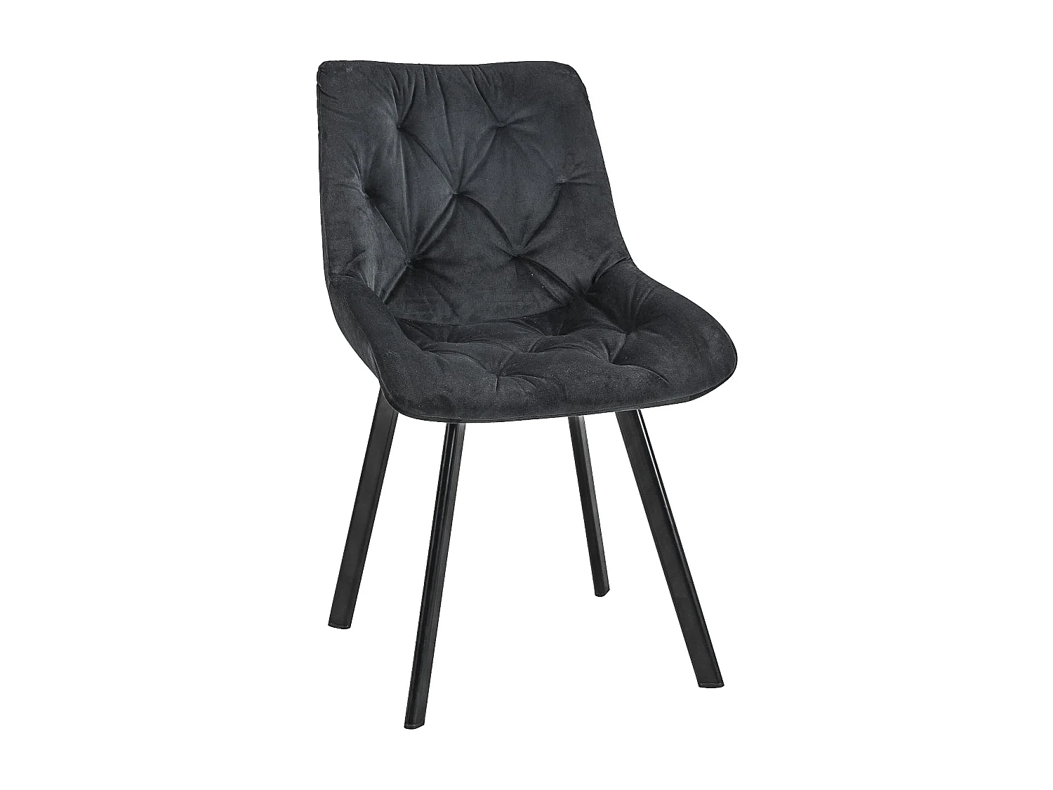 Lot de 4 chaises matelassées de salle à manger en velours AKORD SJ.33 Noir